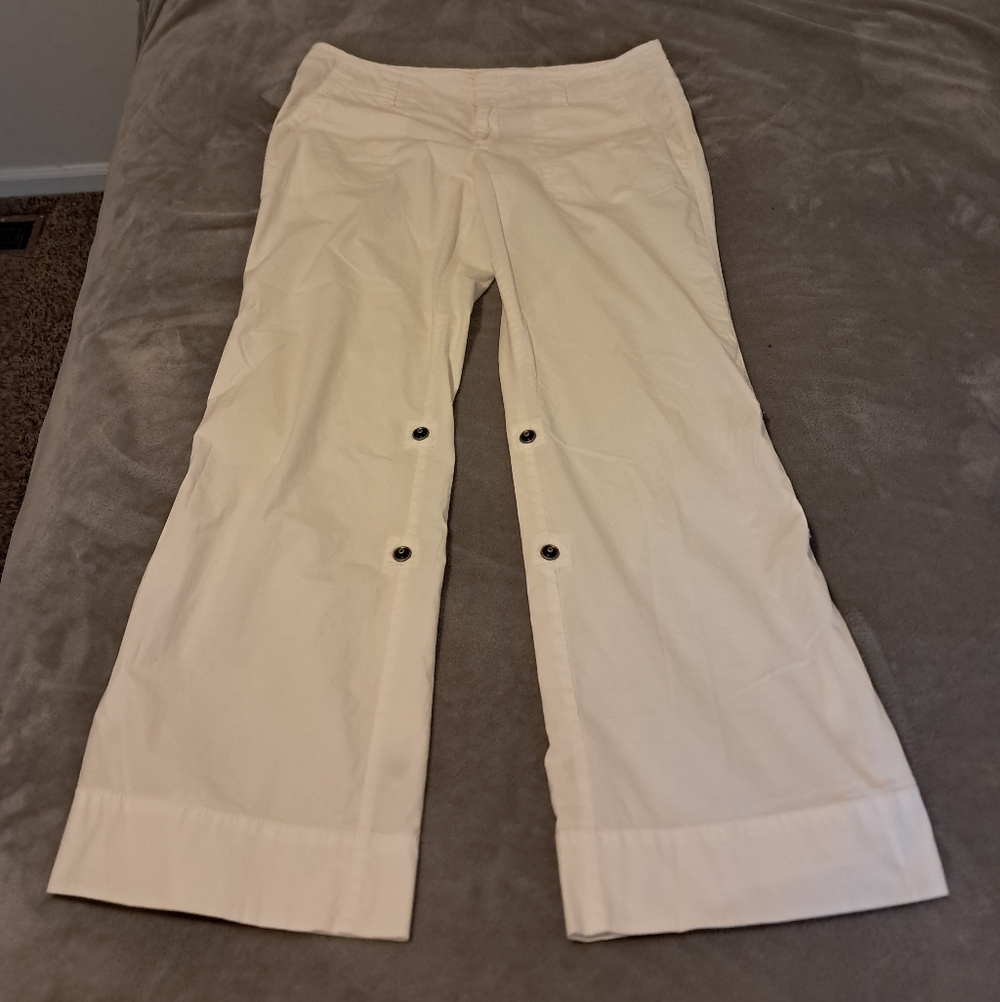 Vintage Y2K Old Navy Cotton Low Rise Roll-up Cuff White Pants Sz. 12